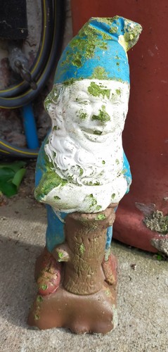 Vintage concrete garden gnome - concrete,