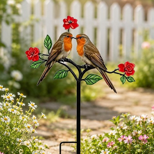 Metal robin garden stake - garden, decor