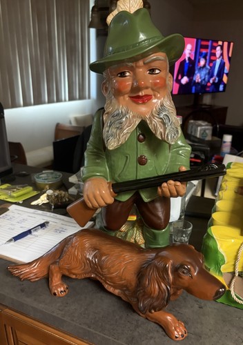 Gnome hunter with dachshund - gnome,