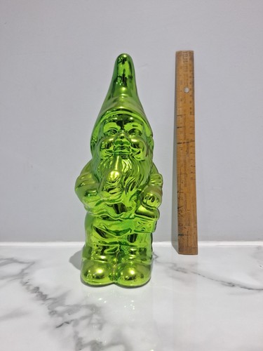 Ceramic neon green gnome - ceramic,
