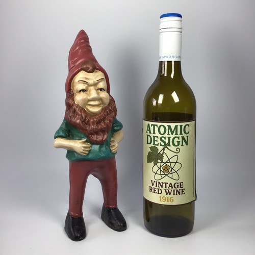 Cast iron garden gnome - cast, painted