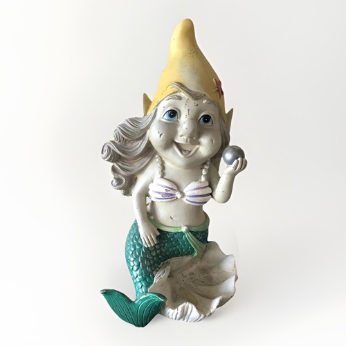 Mermaid garden gnome holding - holding, a