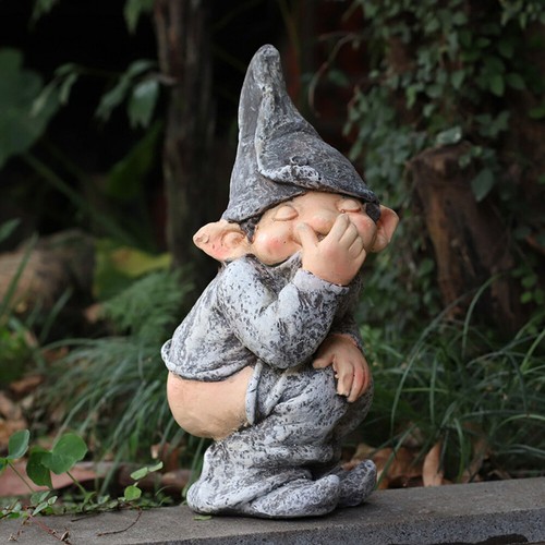 Naughty garden gnome statue - garden,