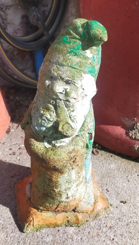 Vintage concrete garden gnome - vintage,